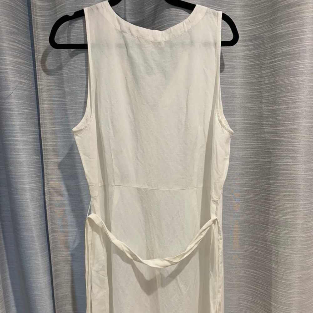 LOFT Linen Blend Button Tie Waist Dress - Picture 4 of 4